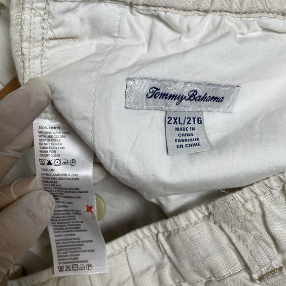 Tommy Bahama Linen Shorts Men’s XXL Beige Drawstring Beach Preppy Summer Golf - Picture 2 of 5